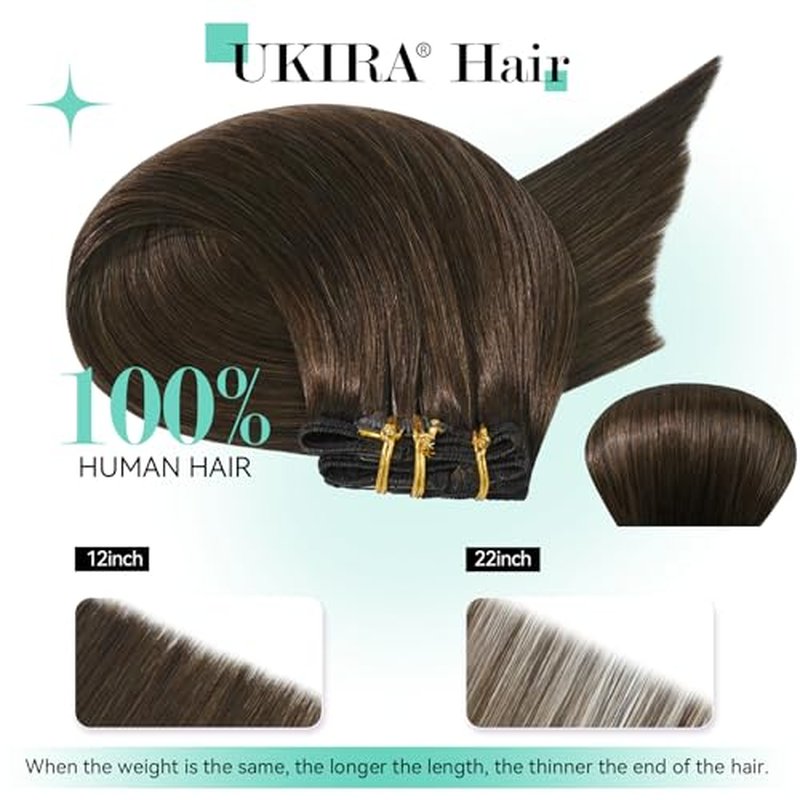Ukira Brown Hair Extensions Real Human Hair, 18 Inch 75g 7pcs Medium Brown Clip in Hair Extensions Real Human Hair, Soft Natural Straight Remy Human Hair Clip in Extensions for Women