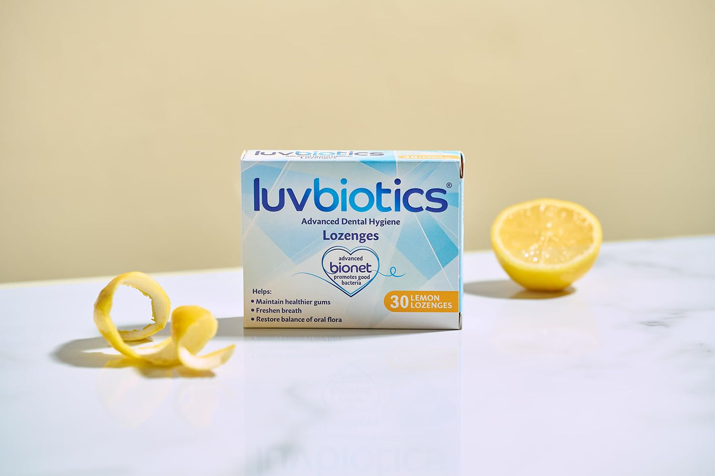 Luv Biotics Lemon Lozenges with Oral Probiotics, Xylitol & Aloe Vera - 3 x 30 lozenges