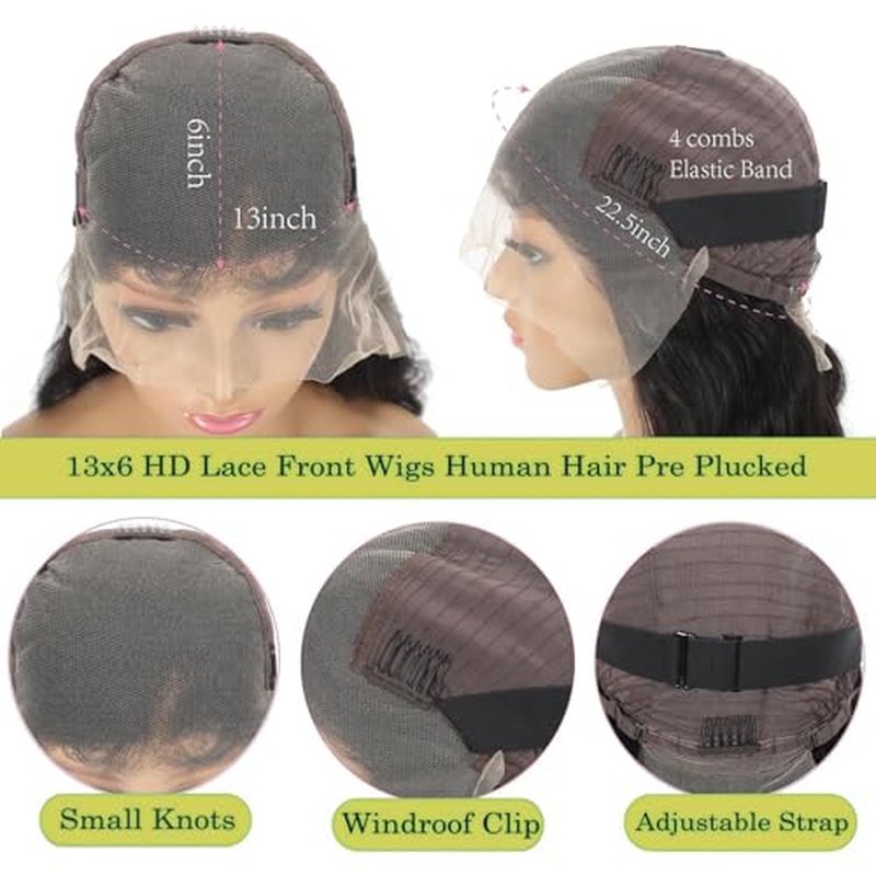 12 Inch Bob Wig Human Hair Short Body Wave Lace Front Wigs Human Hair 13x6 HD Lace Front Wigs for Women