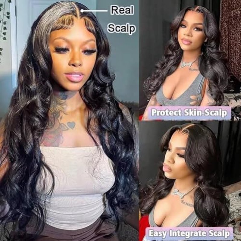 V Part Wig Human Hair Body Wave Upgrade U Part Human Hair Wig Beginner Friendly Clip In V Shape Wigs for Women Natural Black Color 16 Inch