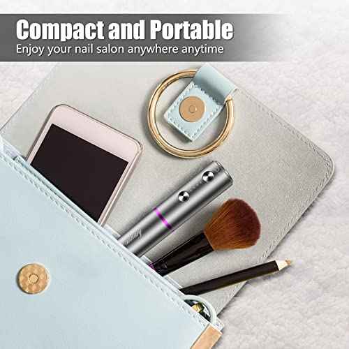 Electric Nail Drill Machine Professional, Rechargeable Cordless Nail File with Bits Kit for Acrylic Gel Dip Nails, Efile Manicure and Pedicure Kit for Home Salon Grinding Polishing Removing, Gray