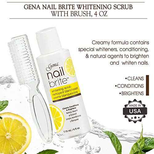 Gena Nail Brite Whitening Scrub with Brush, Cleans Conditions & Brightens Nails, 4 oz
