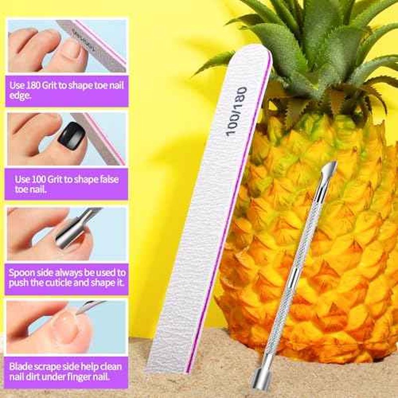 Teenitor Toe Nail Press ons with Glue Set, 120pcs Black Press on Toenails for Women Toe Press on Nails, Fake Toe Nails Tips Kit False Toenails Square