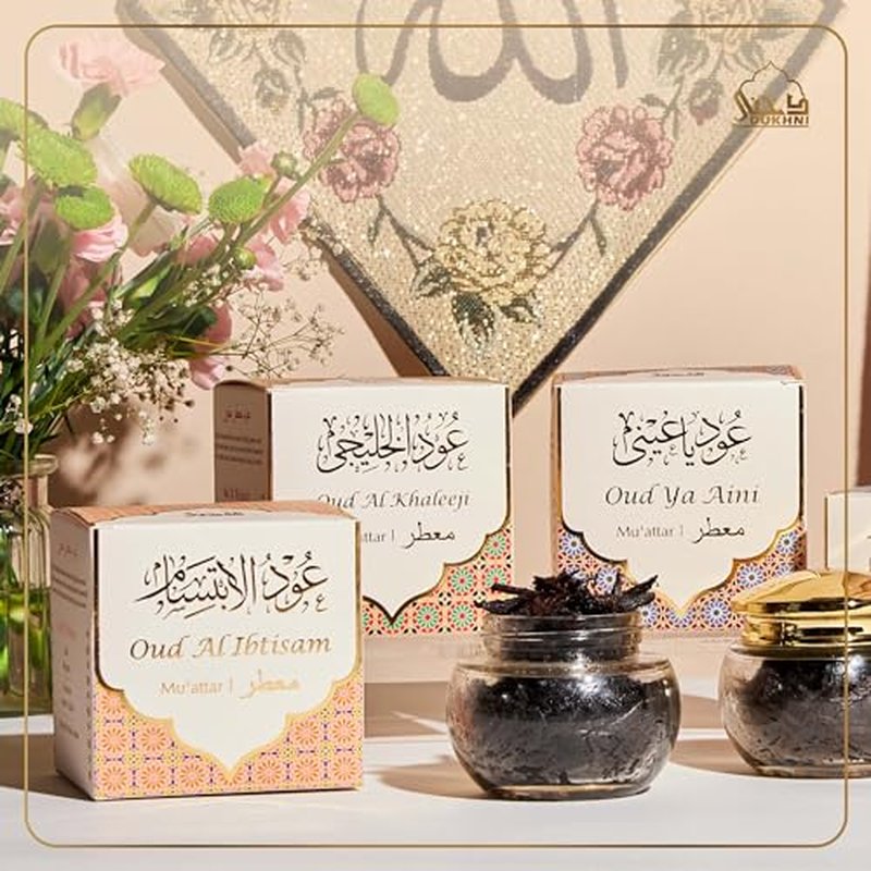 Dukhni Muattar Bakhoor ? Oud Ya Aini, Al Khaleeji, Al Ibtisam. 3 x 40g Jars of Authentic Arabic BAKHOOR Incense ? Wood Chips. Perfect for Prayer, Ceremony, Meditation, Relaxation