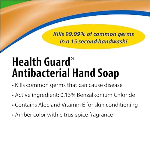 Health Guard 21314 Foaming Advanced Antibacterial Hand Soap, 950 mL Clean Shape Pump Bottle, Amber with Citrus Spice Scent (Pack of 4)