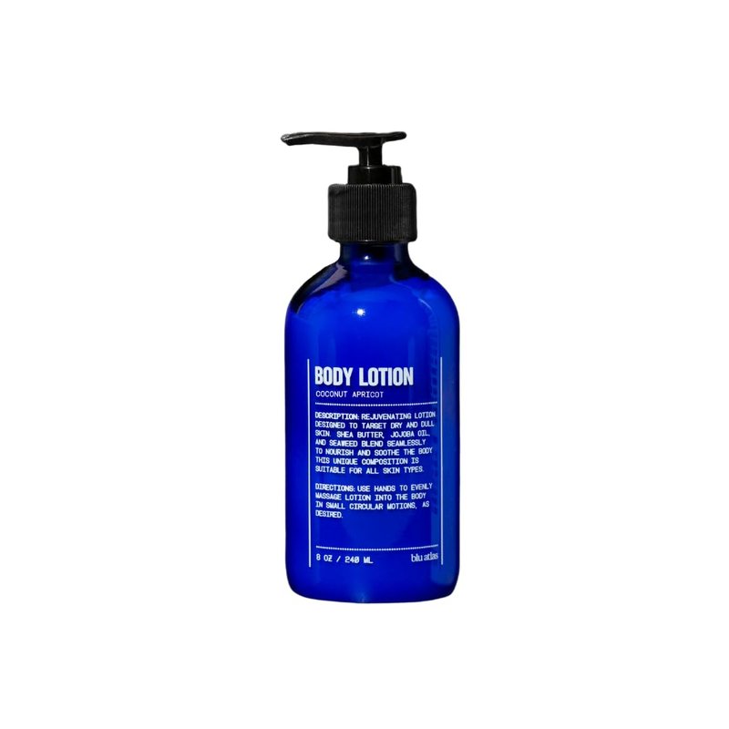 Blu Atlas Nourishing Body Lotion, 8 oz/240 ml – Vegan Shea Butter Body Lotion for Men, Suitable for All Skin Types- Coconut Apricot