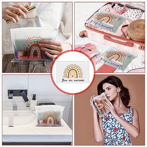 Sweetude 150 Pcs Cna Week Gifts Bulk 2025 Makeup Bags Bulk for Women EVA Christian Cosmetic Bag Thank You Gifts Teacher Nurse Appreciation Rainbow Inspirational Toiletry Pouch with Zipper(Rainbow)