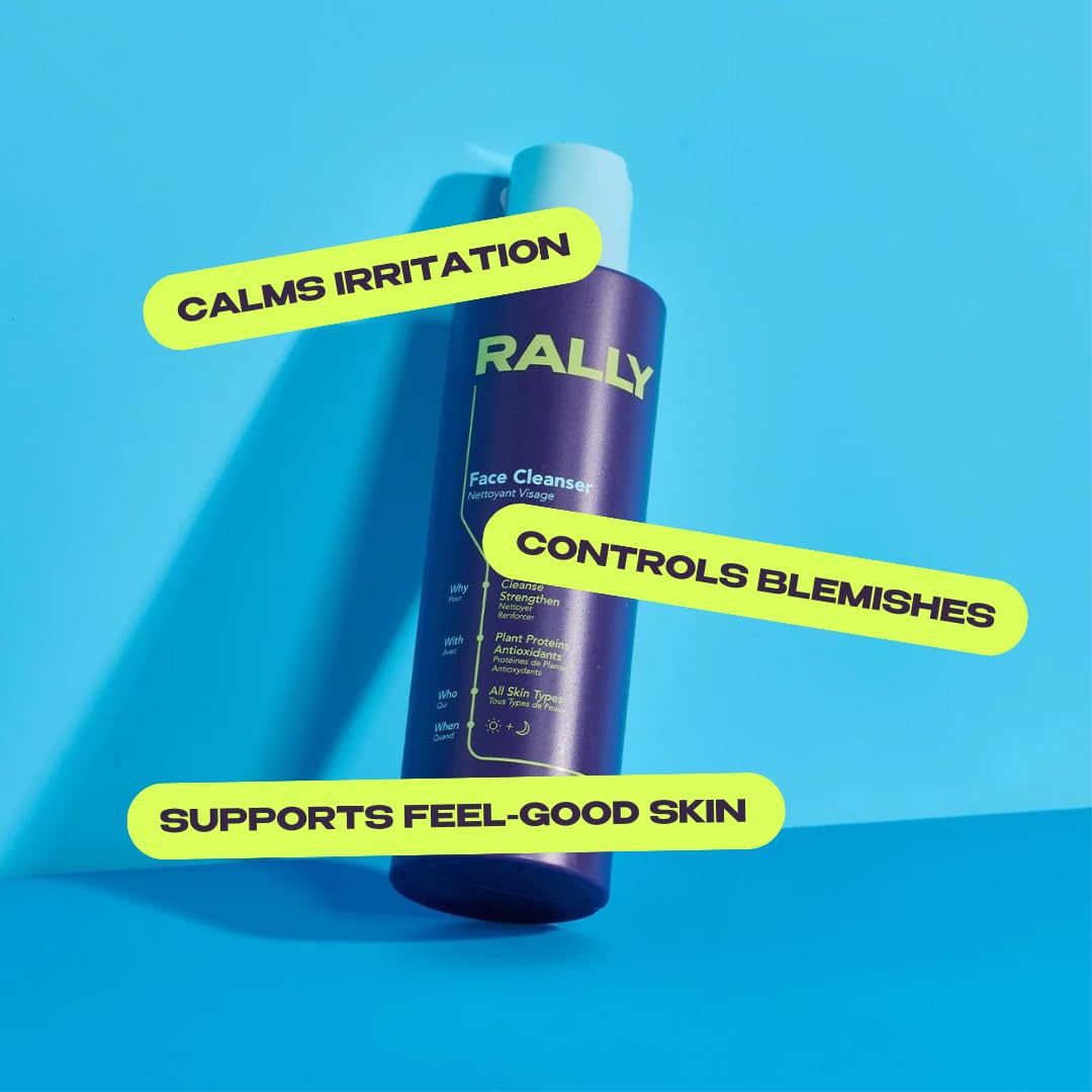 RALLY Plant-Based Gel Foaming Face Cleanser | Clean + Hydrating Formula | Gentle Daily Cleanse + Antioxidants | Derm Recommended for Tweens, Teens + Athletes, 6 OZ
