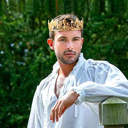 Junkin 2 Pcs Prom King and Queen Crowns for Men Women Baroque Queen King Prince Tiara Princess Crystal Headband for Halloween Wedding Birthday Grad Rhinestone Prom Party(Gold)