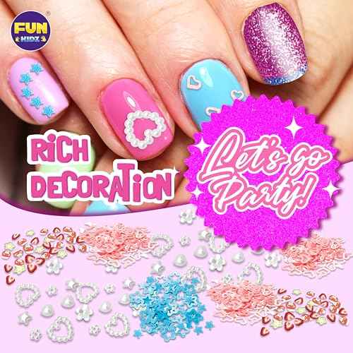 Nail Polish Pens Kit for Girls Ages 7-12, FunKidz Nail Pen Combo Kit Teen Gift Peelable Nail Art Studio Set with Cool Girly Decoration Stuff Pearl Beads, Glitter, Nail Stickers, Nail File, Gems