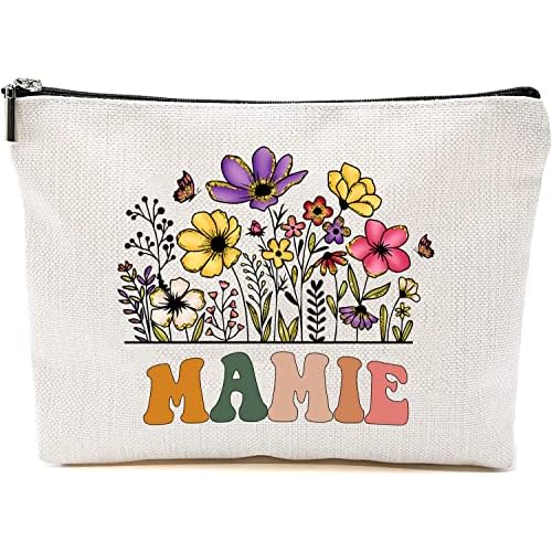 Mamie Wildflowers Gifts For Mother's Day Makeup Bags - Mamie Flower Gift Bags - Mom Grandma Birthday Gifts - Travel Cosmetic Bag For Birthday