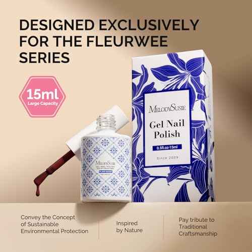 MelodySusie Fleurwee Plant Based Gel Nail Polish, Red Brown Nail Polish Hema Free 21 Non Toxic Long Lasting No Chip Finger Toe Fall Nail Art Manicure Salon DIY at Home Gifts for Women P02
