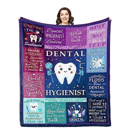 Solzien Dental Hygienist Gifts for Women Blanket 60"x50", Dental Hygiene Student Graduation/Christmas/Birthday Gift
