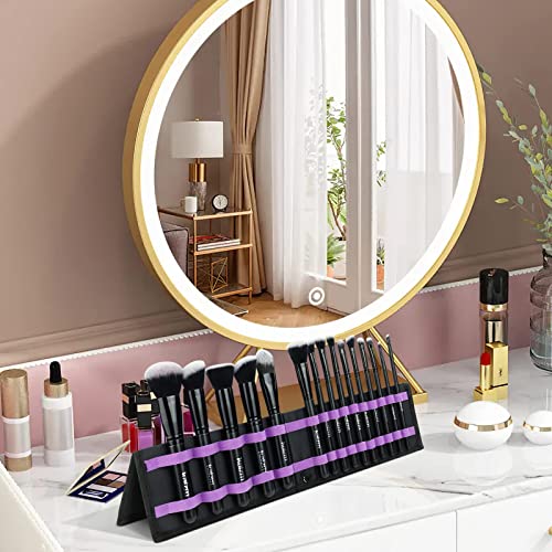 Daxstar Makeup Brushes with a Foldable Case, Makeup Kit 15PCS, Make up Brushes Set Black with 4 Makeup Sponges