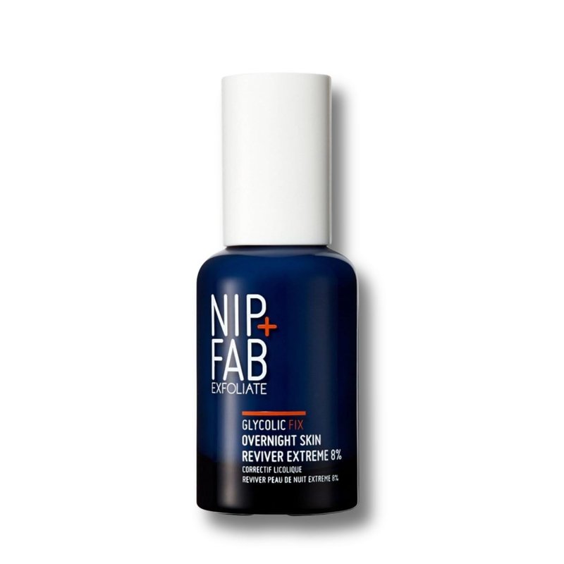 Nip+Fab Glycolic Fix Overnight Skin Reviver Extreme 8% (1.7 fl oz) – High Potency AHA Facial Peel with Salicylic Acid & Hyaluronic Acid – Resurfacing Night Treatment for Radiance & Glow