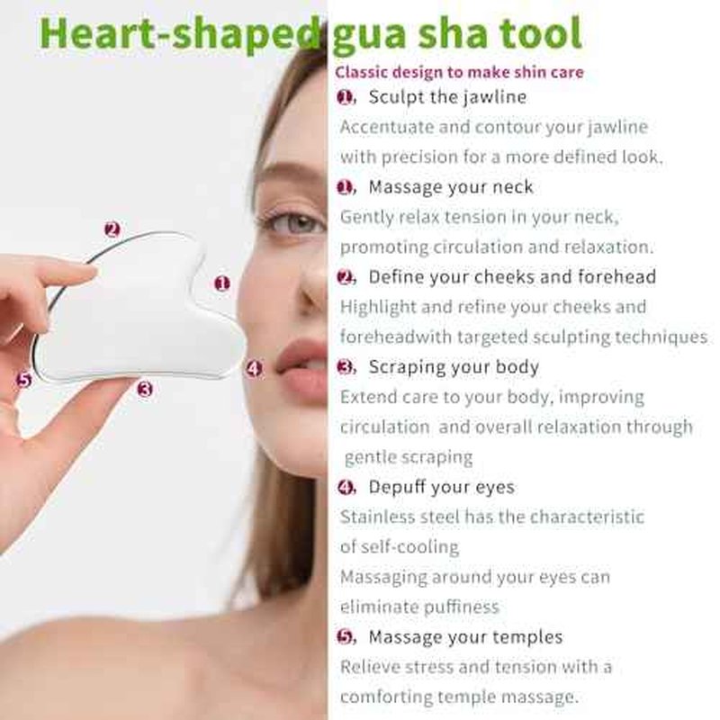 ANNROS 2Pcs Stainless Steel Gua Sha Facial Tools, GuaSha Set for Face Neck, Natural Skin Care£¬Perfect GuaSha Set for Skincare and Rituals and Travel-Friendly, Gift for Women