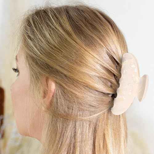 8 Pcs Large Acrylic Hair Claw Clips for Women Non-slip Strong Hold Jaw Clamps for Thick or Thin Hair(Flower,Drenched Color)