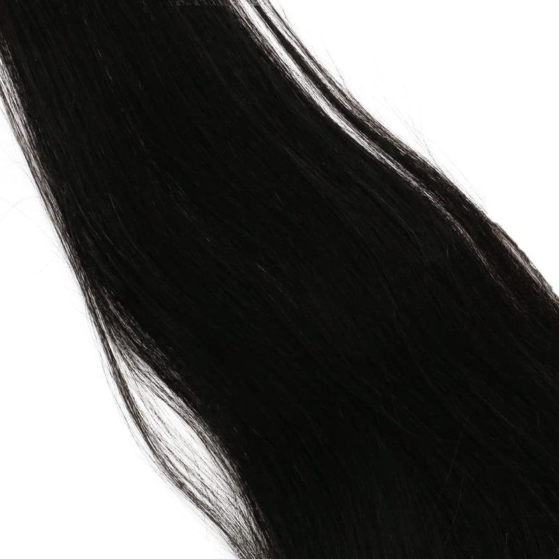 Full Shine 4 * 4 Lace Closure Hair Extensions 14 Inch Straight Frontal Human Hair for Women Invisible Lace Closure Natural Black Brazilian Remy Hair Extensions