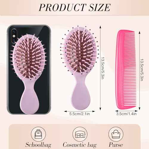 30 Pcs Mini Wet Hair Brush and Wide Hair Combs, Travel Detangling Brush for Most Hair Types Stocking Stuffers for Women Girls