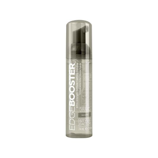 Style Factor EDGE BOOSTER Extra Strength Setting Mousse Travel Size – Frizz Control, Extra Volume, and Conditioning – 2.5oz Hematite Mousse for Curly Hair