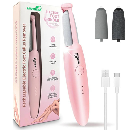 ANUMITRA Electric Foot Callus Remover Rechargeable – Professional Pedicure Tool for Feet with Dual-Speed 2-in-1 Rollers, Electric Foot File & Grinder for Dead Skin, Cracked Heels & Dry Skin Care