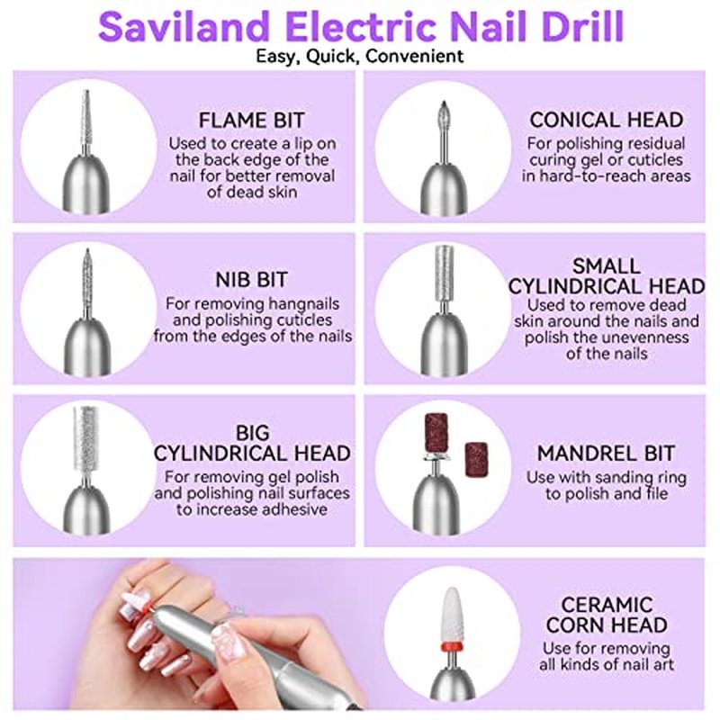 Saviland Acrylic Nail Kit with Drill ? Nail Kit Acrylic Set for Nails Extension with Brush Gel Polish Builder Nail Gel Portable U V Light for Home DIY