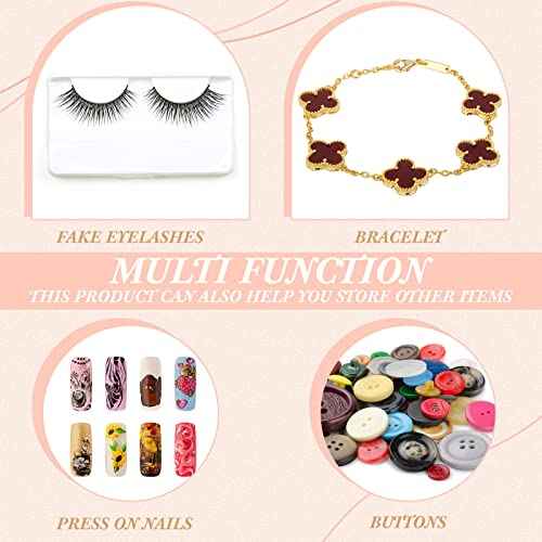 Landhoow 15 Pcs Press On Nail Boxes Nail Display Case with 30 Adhesive Tape, Artificial Press On Nail Container, Acrylic Storage Organizer(Clear)