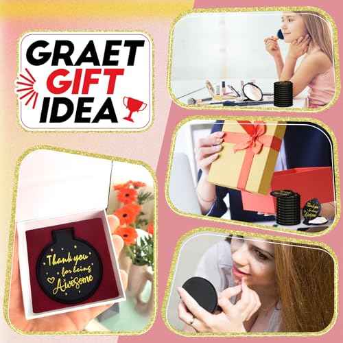 Huwena 100 Pcs Inspirational Gifts for Women Compact Mirror Bulk, Thank You Being Awesome, Positive Affirmation Gifts for Friends, Guest, Christmas, Birthday, Office, Team Building