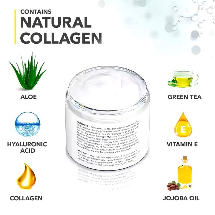 Collagen and Retinol Hydrating Face Cream - Anti-Aging Moisturizer for Glowing Skin
