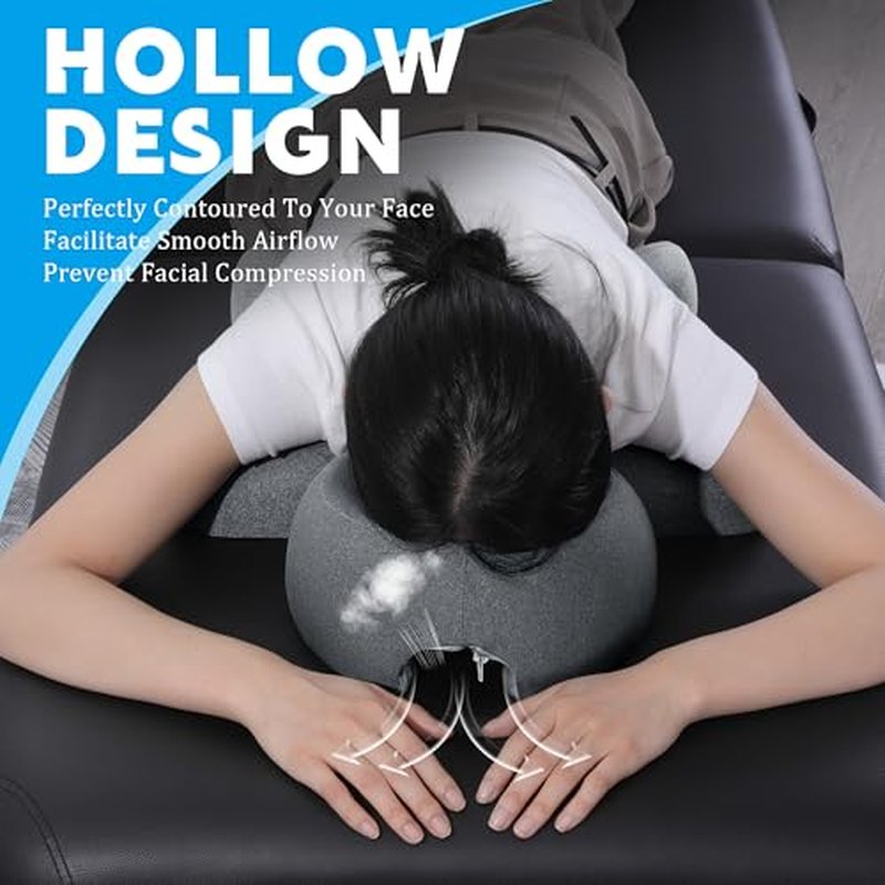 MABOZOO Face Down Massage Pillow, Face Down Pillow for Sleeping with Non-Slip Bottom, Home Head Cushion and Chest Cushion for SPA, Sleep (Gray)
