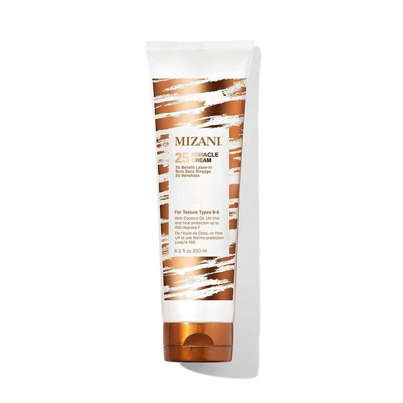 Mizani 25 Miracle Leave-In Curl Cream - Anti-Frizz Heat Protectant, Adds Lightweight Moisture & Softness, With Coconut Oil, For Curly Hair