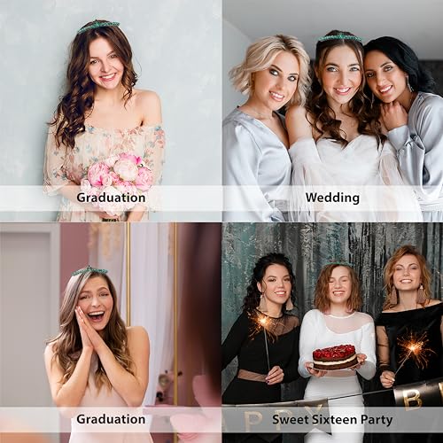 LIMELIA Handmade Slim Green Tiara for Women ? Glitter Crown for Henna, Wedding, Prom, Birthday, Pageant, Halloween & Christmas | Crystal Headpiece ? Slim Design