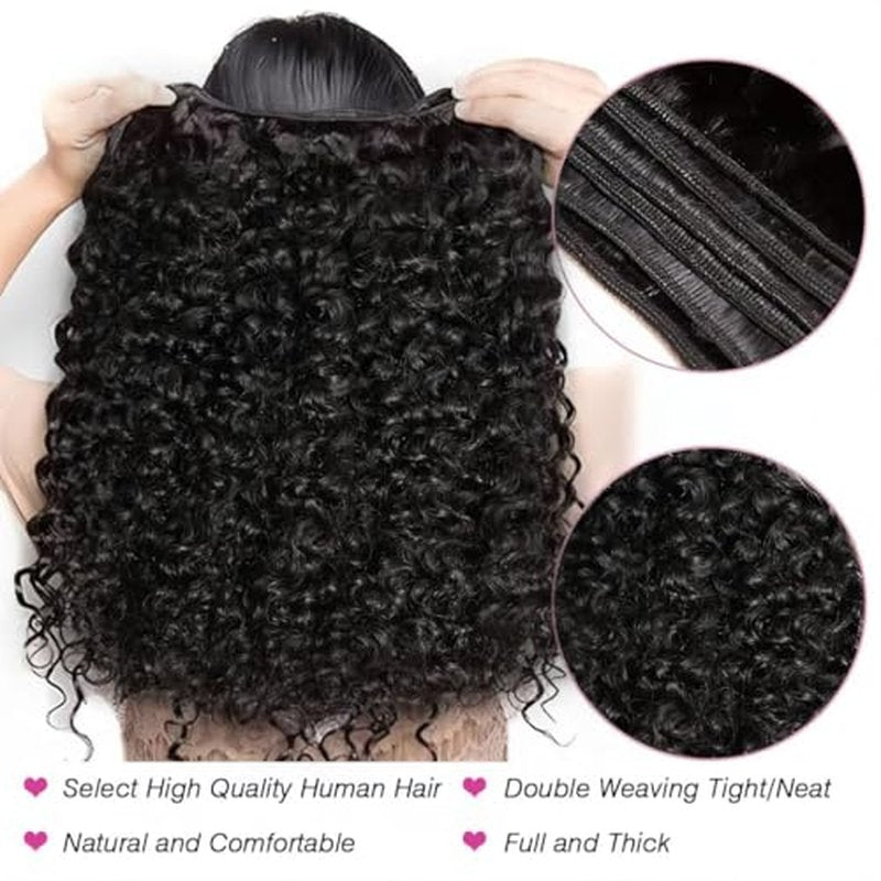 VIPbeauty Burmese Curly Human Hair Bundles One Curly Bundles Human Hair 100% Unprocessed Burmese Raw Hair Extension Natural Color Spiral Hair Weft Extensions Quick Weave Bundle 16 Inch