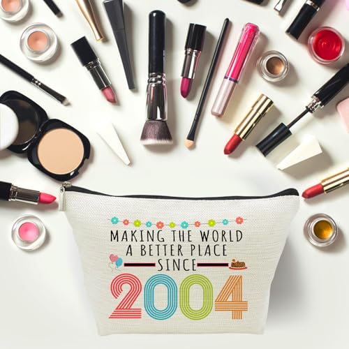 21st Birthday Gifts for Women, Funny 21 Year Old Gift Makeup Bag, 2004 21st Birthday Makeup Bags for Her, Mom, Aunt, Wife, Sister, Coworker, Friend, Making The World a Better Place Since 2004