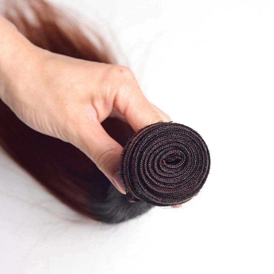 LUMWAV T1B/99J Straight Human Hair Bundles 10 12 14 Inch 3 Bundles Brazilian Virgin Remy Hair Extensions Ombre Burgundy Red Double Weft Weave for Black Women