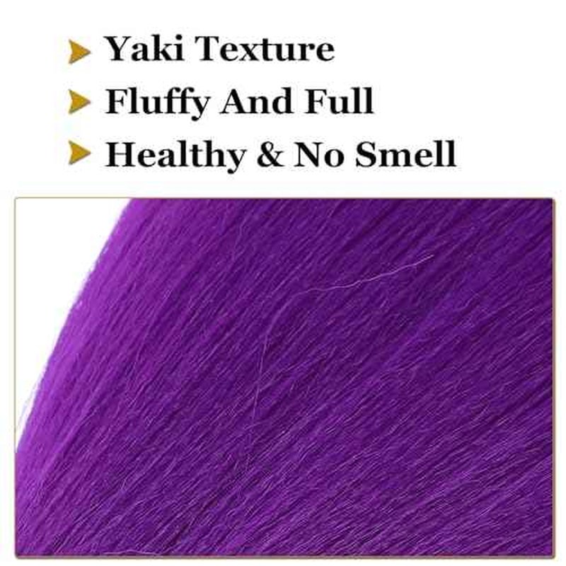 Purple Braiding Hair Pre Stretched Synthetic Braiding hair Extensions for Braids, Purple Hair Extensions for Stage Party Halloween Costume Cosplay 48 Inch 2 Packs