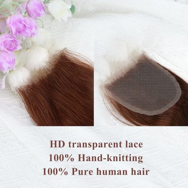 Brown color Body Wave Closure 4x4 Free Part Closure Brazilian Human Hair Closure Body Wave Lace Closure Virgin Human Hair HD Lace Chocolate Brown (18 Inch)