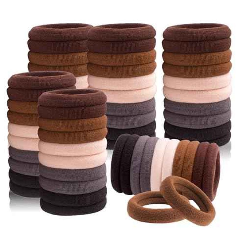 Hair Ties, 100 PCS Hair Ties No Damage for Soft Seamless Cotton & Elastics Ponytail Holders, Hair Bands for Thick Hair, Hair Accessories for Girls & Women