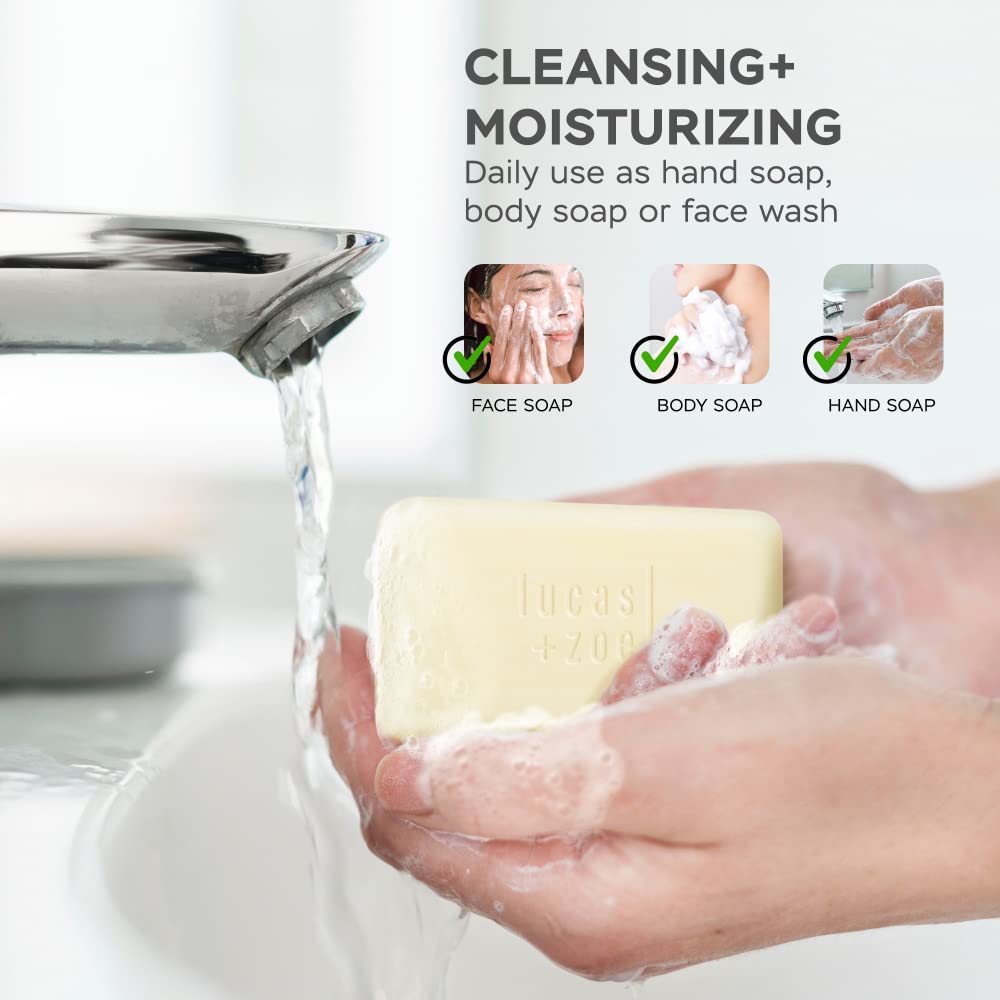 lucas + zoe Fresh Essence Antiseptic Bar Soap - Natural, Moisturizing, Sea Salt Soap Bar - 6 Pack, 4 oz