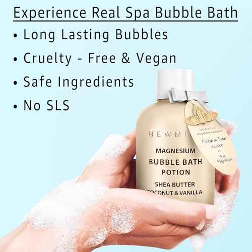 Magnesium Bubble Bath - Long Lasting Foaming Bubbles - Moisturizing - Shea Butter Coconut Vanilla - Relaxing Stress Relief - Calming Self Care Spa Gift for Birthday Christmas