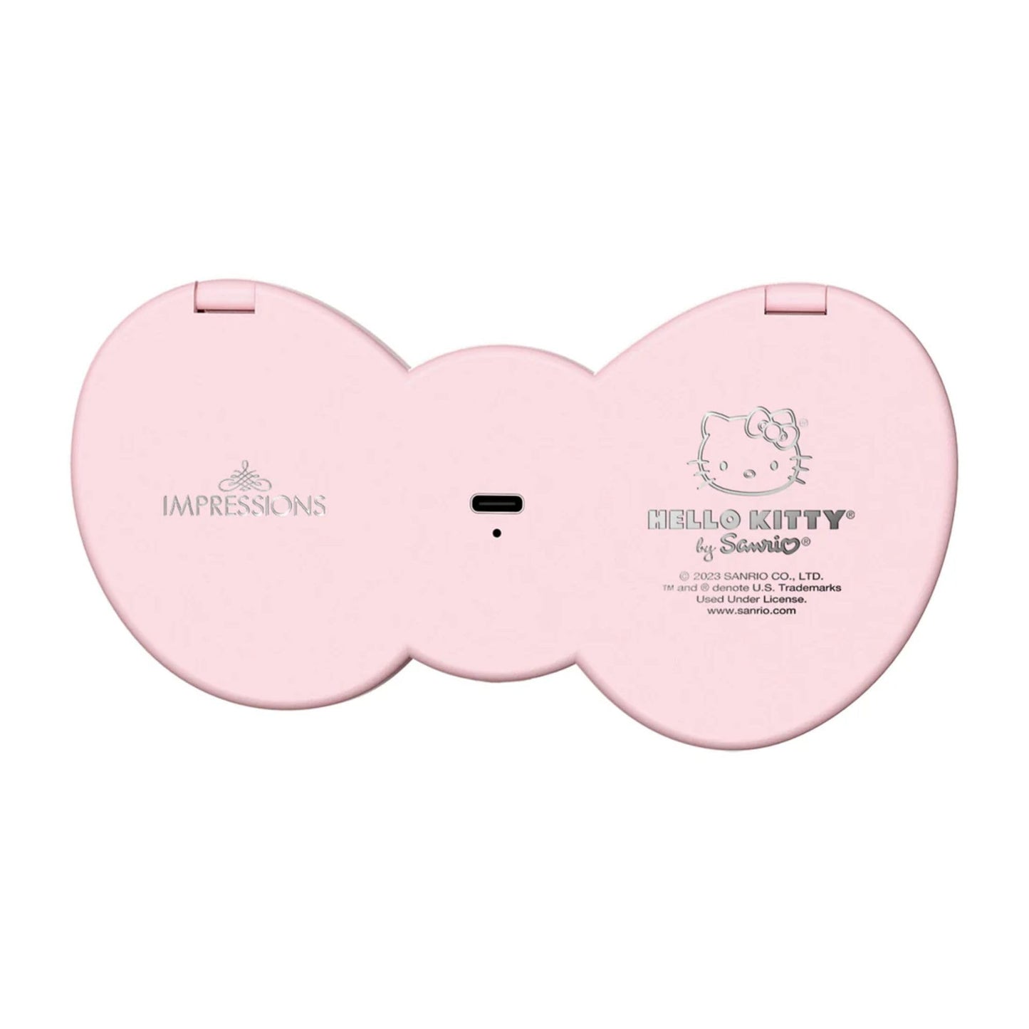 Impressions Vanity Hello Kitty Bow LED Compact Mirror, Double Sided Cute Travel Makeup Mirror, Soft Touch Button with Slide Down Auto Shut Off (Small)