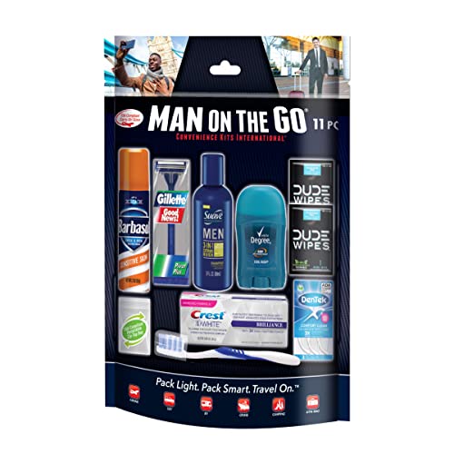 Convenience Kits International Men¡¯s 11 Piece Kit with Oral Care and Grooming Essentials, Featuring: Travel Size Products, Blue