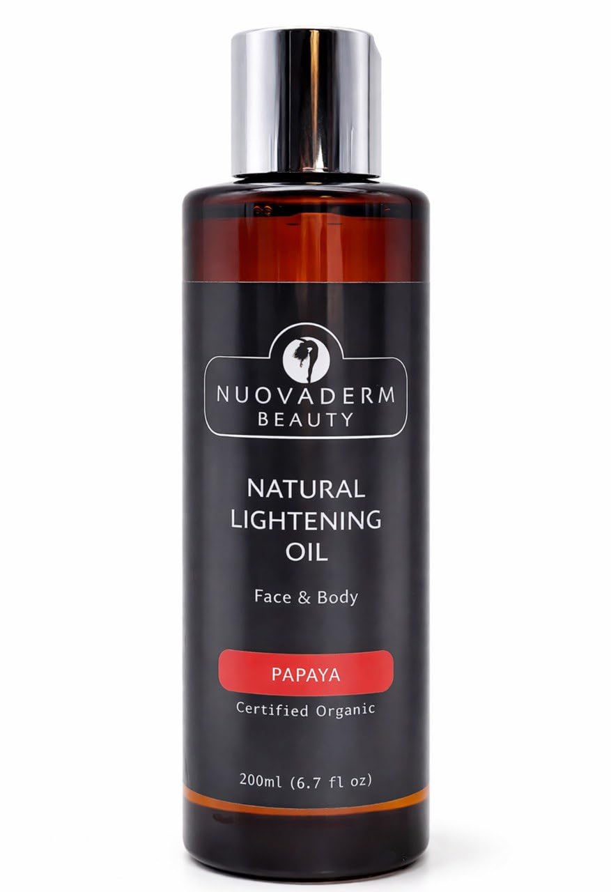 NUOVADERM Natural Brightening Oil with Papaya, Vitamin C & Vitamin E | Even Tone, Radiant Glow & Deep Moisture | Face & Body Oil for All Skin Types