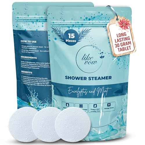 Shower Steamers Aromatherapy -15 Pack Eucalyptus Shower Steamers for Women & Men with Essential Oils, Natural Stress Relief & Self Care Shower tablets for Spa, Mothers Day Gift, Birthday and Christmas