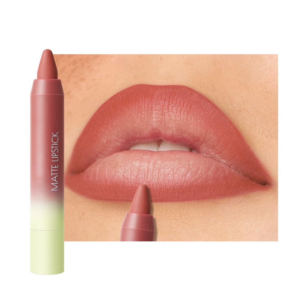Matte Lipstick Crayon - High-Pigment Lip Liner Pencil | Waterproof, Smudge-Proof, Velvet Texture, Fits All Tones