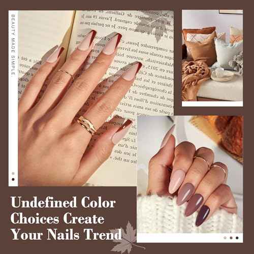 AZUREBEAUTY 30Pcs Dip Powder Nail Kit Starter, 8 Colors Fall Nude Brown Glitter Purple Nude with Nail Sticks, Nail Art Liquid Set with Matte/Base/Top Coat Activator for French Manicure Salon