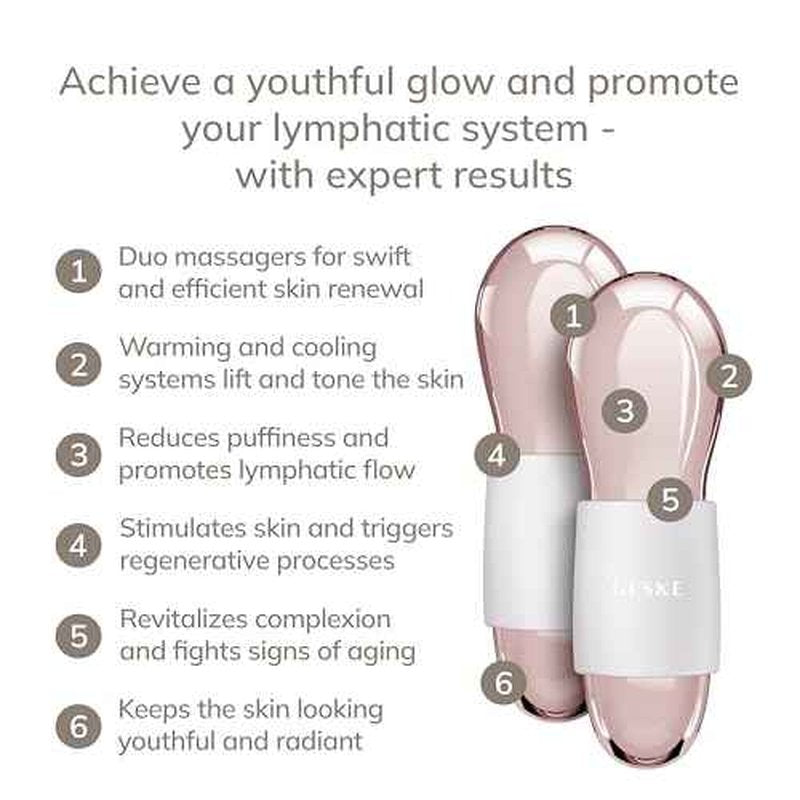 GESKE SmartAppGuided¢â Cool & Warm Duo Eye Massager | 7 in 1 | Time-saving Dual Massager | For Eyes & Face | Battery-free Cooling & Warming | Firms, Relaxes & De-Puffs Skin