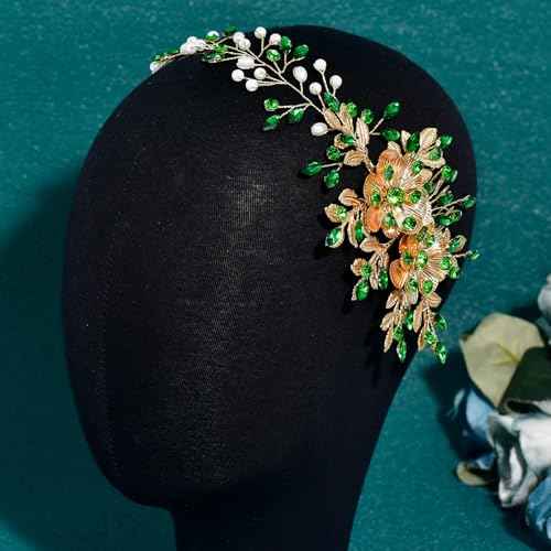 Bridal Headwear with Hair Comb - Wedding Headband for Brides(Green)