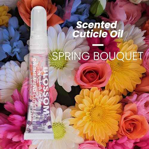 Blossom Cuticle Oil Pen for Nails, On the Mend Scented Travel Nail Oil for Growth and Strength, Infused with Real Flowers 0.34oz, Spring Bouquet
