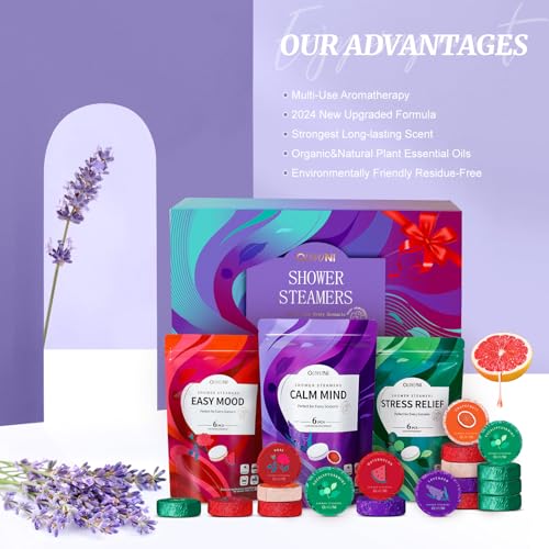 Shower Steamers Aromatherapy - 18 Pack Shower Bombs Natural Organic Essential Oils, Christmas Gifts for Women, Self Care Relaxation Gifts for Mom Wife Her Grandma Sister